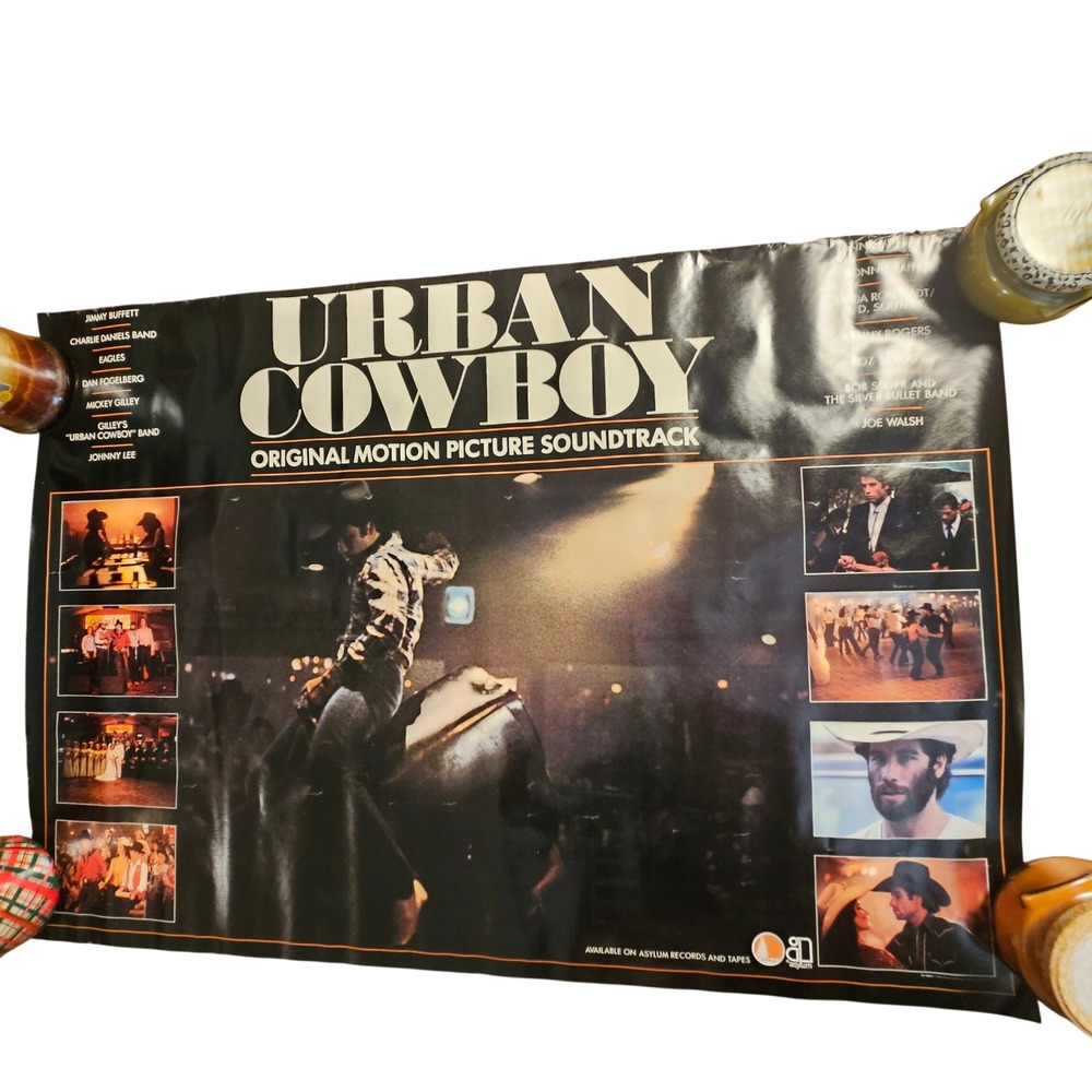 Urban Cowboy Movie Soundtrack‎ Promo Poster Original Vintage 1980 Asylum Records